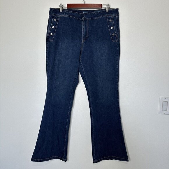 J Jill York Boot Cut Blue Jeans Size 14 Stretch Denim Pockets Mid-Rise - Picture 1 of 11